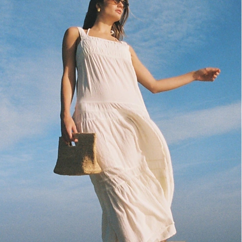 J. Crew Airy gauze tiered maxi dress Ivory Large